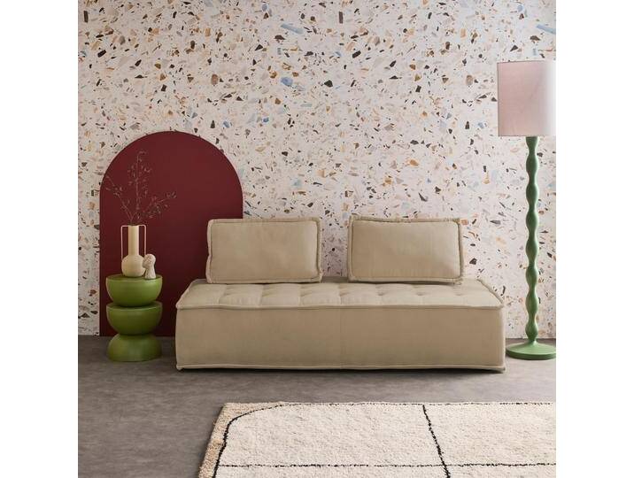 Zweisitzige Sessel für Modulsofa gepolsterter Stoff Beige - sweeek von sweeek