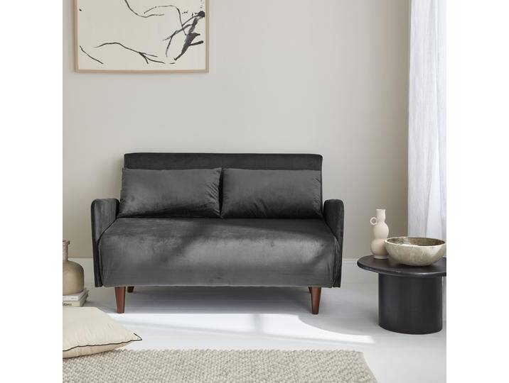 2-Sitzer-Sofa mit Samtbezug Dunkelgrau - sweeek von sweeek