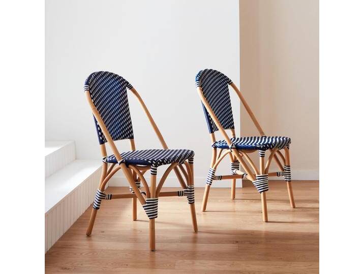 2er Set Bistrostühle aus Rattan und Polyrattan Blau - sweeek 2er Set Bistrostühle aus Rattan und Polyrattan Blau - sweeek von sweeek