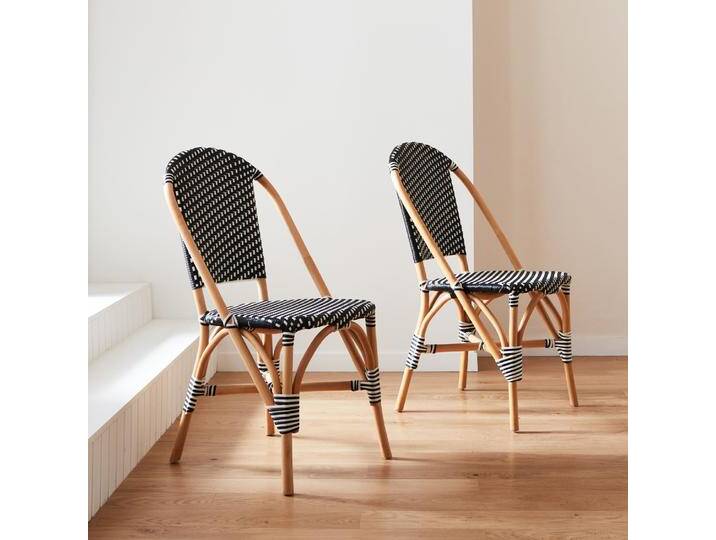 2er Set Bistrostühle aus Rattan und Polyrattan Schwarz - sweeek 2er Set Bistrostühle aus Rattan und Polyrattan Schwarz - sweeek von sweeek