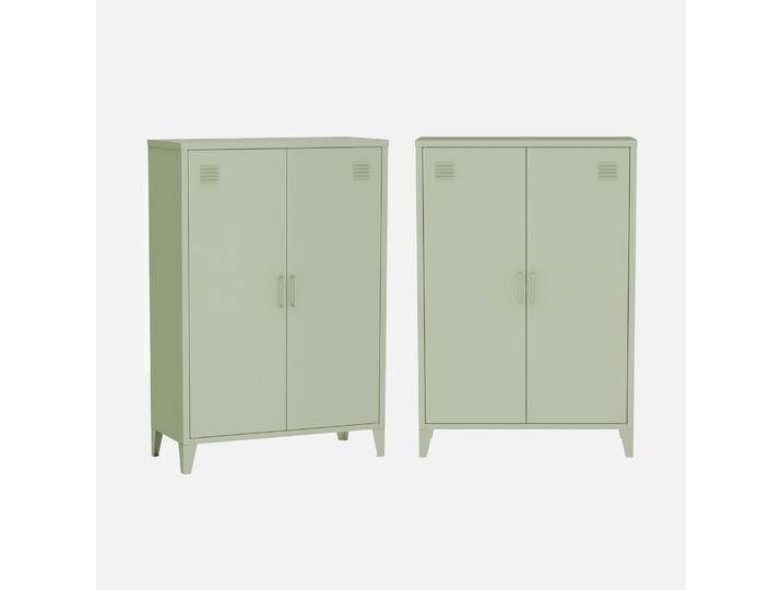 2er-Set Kommoden/Schränke aus Metall 2 Türen grün B 75 x T 33 x H 110 cm - Soho 2er-Set Kommoden/Schränke aus Metall 2 Türen grün B 75 x T 33 x H 110 cm - Soho von sweeek