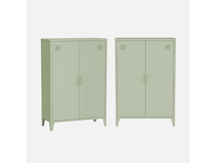 2er-Set Kommoden/Schränke aus Metall 2 Türen grün B 75 x T 33 x H 110 cm - Soho von sweeek