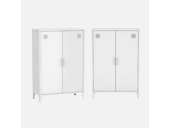 2er-Set Kommoden/Schränke aus Metall 2 Türen weiß B 75 x T 33 x H 110 cm - Soho 2er-Set Kommoden/Schränke aus Metall 2 Türen weiß B 75 x T 33 x H 110 cm - Soho von sweeek