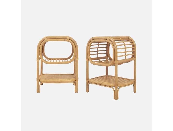 2er-Set Nachttische aus gebogenem Natur-Rattan, 1 Ablage, 1 Nische B 40 x T 30 x H 50 cm - Serang von sweeek