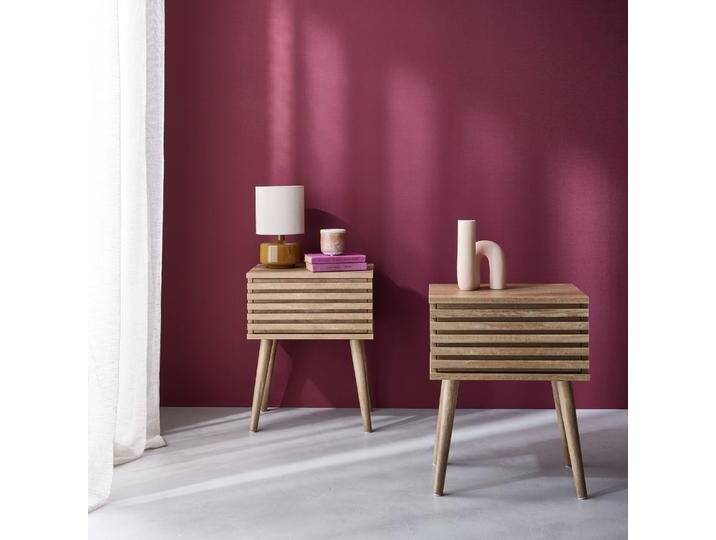 2er-Set skandinavische Nachttische in geriffeltem Holzdekor Natur - sweeek 2er-Set skandinavische Nachttische in geriffeltem Holzdekor Natur - sweeek von sweeek