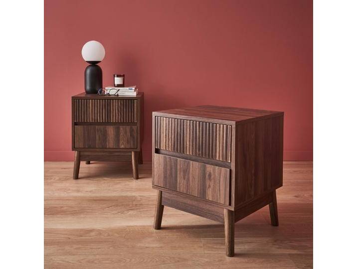 2er Set Nachttische mit zwei Schubladen Dunkles Holz - sweeek von sweeek
