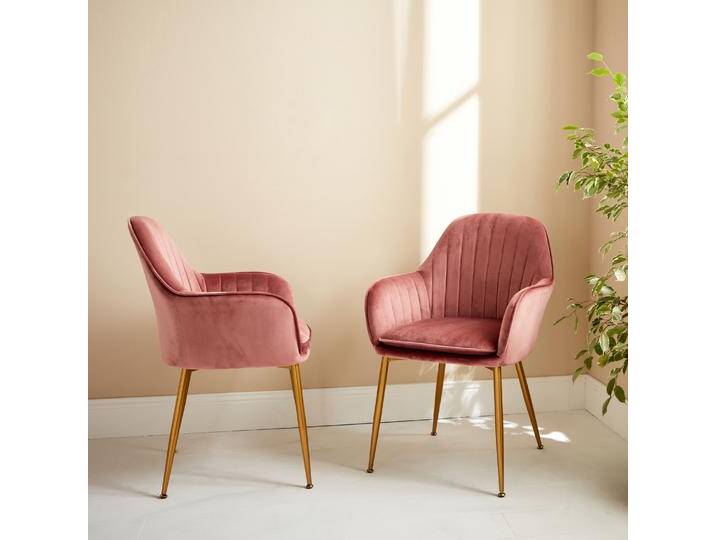 2er Set Samt Sessel mit Metallbeinen Altrosa - sweeek von sweeek