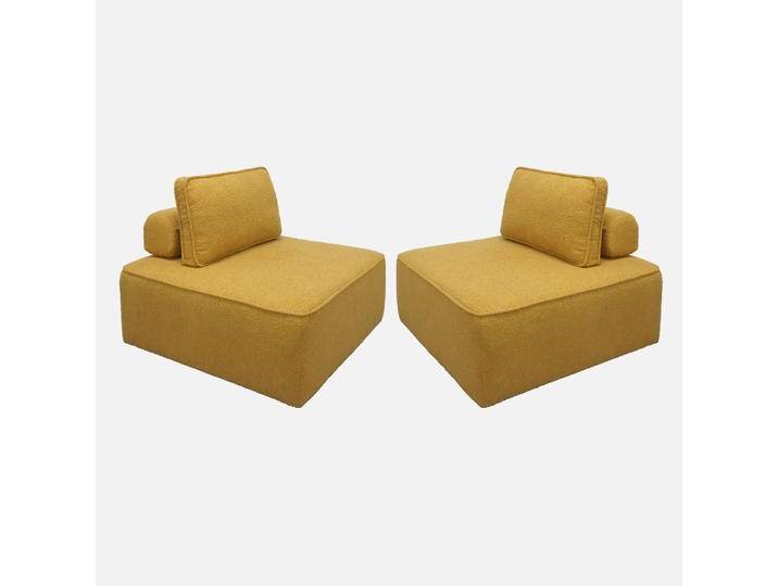 2er-Set Sessel Einsitzer für modulares Bouclé-Sofa Senffarben - sweeek von sweeek