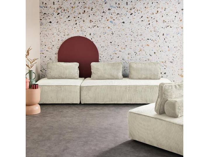 2er-Set Sessel und 2-Sitzer Sofa mit Cordbezug Creme - sweeek von sweeek