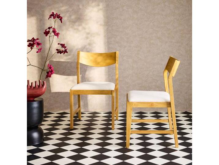 2er-Set Stühle aus Hevea-Holz mit beigem Bezug Beige - sweeek 2er-Set Stühle aus Hevea-Holz mit beigem Bezug Beige - sweeek von sweeek