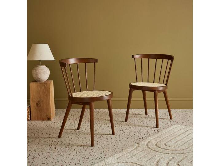 2er-Set Stühle aus Holz und Rohrgeflecht Dunkles Holz - sweeek 2er-Set Stühle aus Holz und Rohrgeflecht Dunkles Holz - sweeek von sweeek