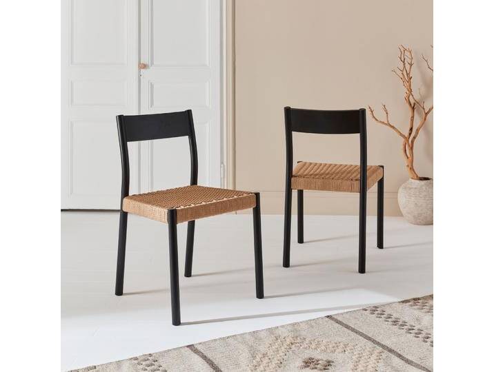 2er-Set Stühle aus Holz und Seilgeflecht Schwarz - sweeek 2er-Set Stühle aus Holz und Seilgeflecht Schwarz - sweeek von sweeek
