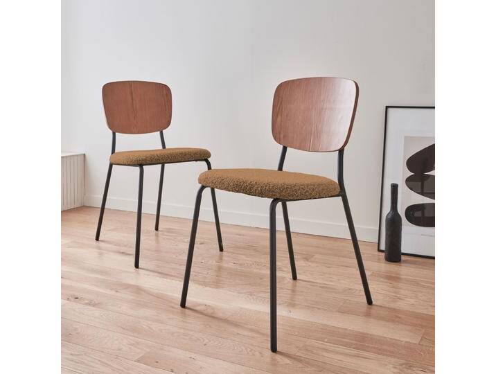 2er-Set Stühle mit strukturiertem Bouclé-Sitz Senfgelb - sweeek von sweeek