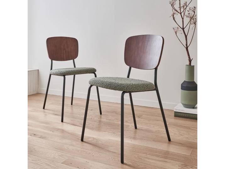 2er-Set Stühle mit strukturiertem Bouclé-Sitz Grün - sweeek 2er-Set Stühle mit strukturiertem Bouclé-Sitz Grün - sweeek von sweeek