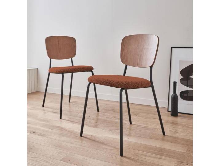 2er-Set Stühle mit strukturiertem Bouclé-Sitz Terrakotta - sweeek 2er-Set Stühle mit strukturiertem Bouclé-Sitz Terrakotta - sweeek von sweeek