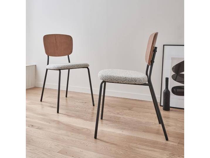 2er-Set Stühle mit strukturiertem Bouclé-Sitz Weiß - sweeek von sweeek