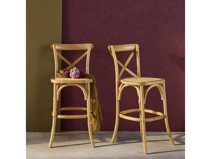 2er-Set Vintage Bistro-Barhocker aus Holz Natur - sweeek 2er-Set Vintage Bistro-Barhocker aus Holz Natur - sweeek von sweeek