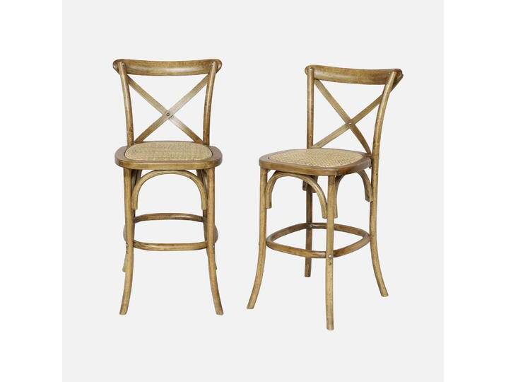 2er-Set Vintage Bistro-Barhocker aus Holz Braun - sweeek 2er-Set Vintage Bistro-Barhocker aus Holz Braun - sweeek von sweeek