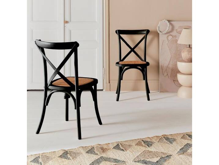 2er-Set Vintage Bistrostuhl aus Holz Schwarz - sweeek 2er-Set Vintage Bistrostuhl aus Holz Schwarz - sweeek von sweeek