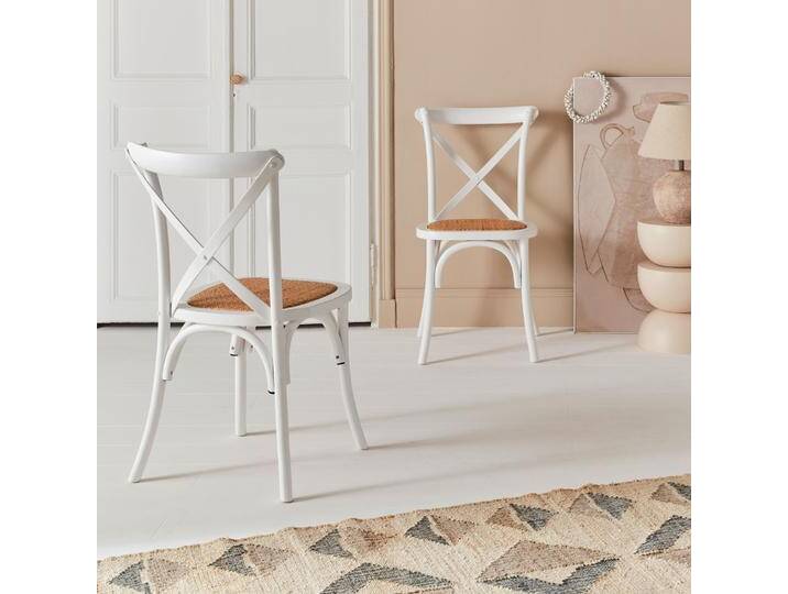 2er-Set Vintage Bistrostuhl aus Holz Weiß - sweeek 2er-Set Vintage Bistrostuhl aus Holz Weiß - sweeek von sweeek