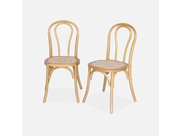 2er Set Vintage-Holzstühle mit Rattansitz und abgerundeter Rückenlehne in Naturfarbe - Bastille 2er Set Vintage-Holzstühle mit Rattansitz und abgerundeter Rückenlehne in Naturfarbe - Bastille von sweeek