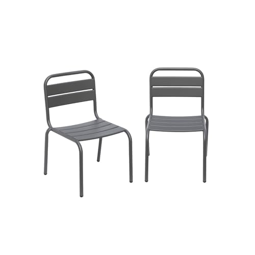 2er-Set anthrazitfarbene Kinderstühle aus Metall - Kristoff von sweeek