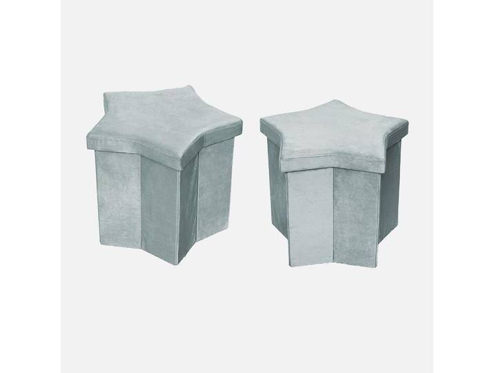 2er-Set faltbare Hocker für Kinder mit Sitzfläche aus grauem Samt und in Sternform - Orion von sweeek
