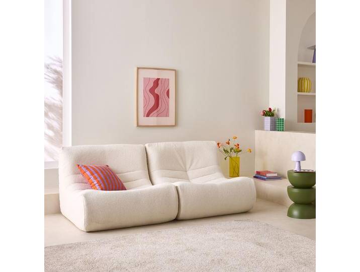 2er-Set modulare 1-Sitzer Sessel mit strukturiertem Bouclé-Bezug Weiß - sweeek 2er-Set modulare 1-Sitzer Sessel mit strukturiertem Bouclé-Bezug Weiß - sweeek von sweeek