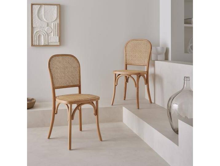 2er-Set Stühle aus Holz und Rattan im Vintage-Stil Natur - sweeek 2er-Set Stühle aus Holz und Rattan im Vintage-Stil Natur - sweeek von sweeek