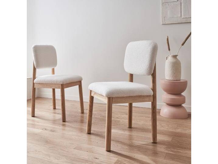 2er-Set skandinavische Stühle aus Hevea-Holz mit Bouclé-Bezug Weiß - sweeek 2er-Set skandinavische Stühle aus Hevea-Holz mit Bouclé-Bezug Weiß - sweeek von sweeek