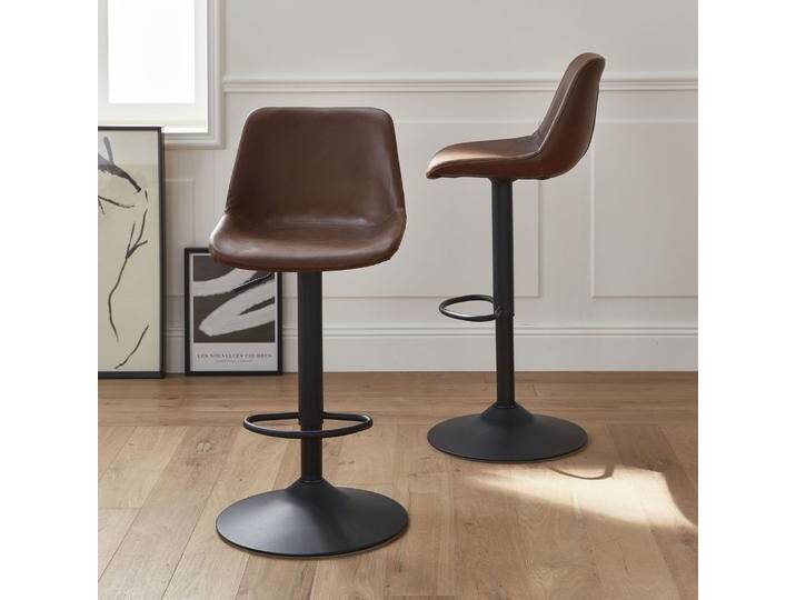 Verstellbare Barhocker, Kunstleder Braun - sweeek von sweeek