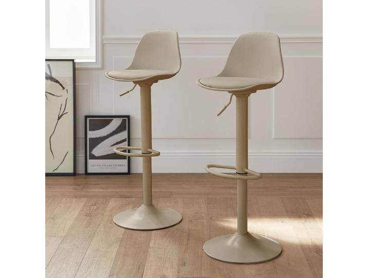 2er Set verstellbare Barhocker mit Sitzbezug aus Kunstleder Cappuccino - sweeek 2er Set verstellbare Barhocker mit Sitzbezug aus Kunstleder Cappuccino - sweeek von sweeek