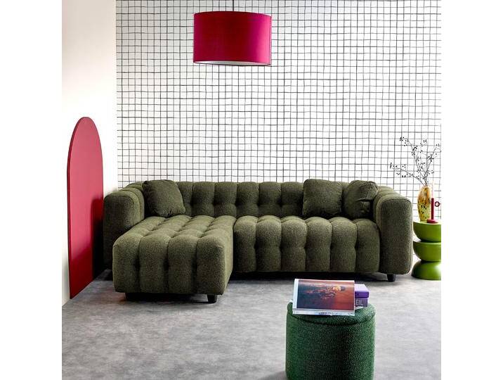 Ecksofa, wendbar, mit strukturiertem Bouclé-Bezug Khaki - sweeek von sweeek
