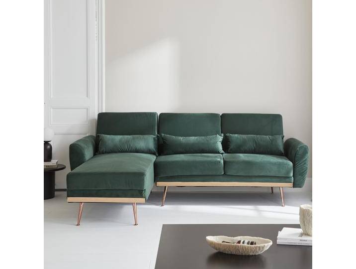 3-Sitzer Schlafsofa mit Recamiere Grün - sweeek 3-Sitzer Schlafsofa mit Recamiere Grün - sweeek von sweeek
