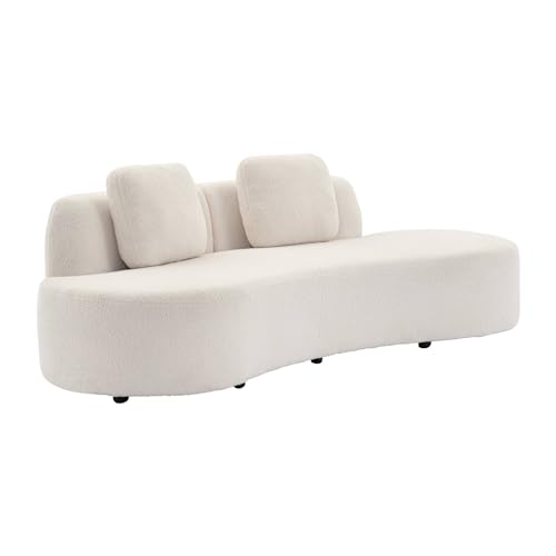 3 Sitzer-Sofa, mit organischer Komma-Form und Bouclé-Bezug - WAVE B 232 x T 97 x H 68cm von sweeek