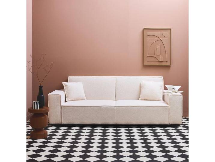 3-Sitzer-Sofa mit Schlaffunktion, cremeweißer Bouclébezug Creme - sweeek von sweeek