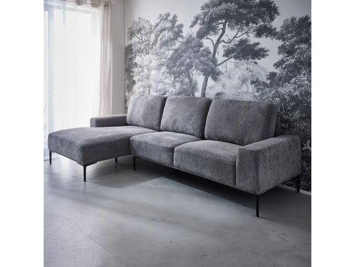3-Sitzer-Sofa mit Stoffbezug - Recamiere links Dunkelgrau - sweeek von sweeek
