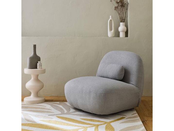 360°-Drehsessel mit strukturiertem Bouclé-Bezug Hellgrau - sweeek 360°-Drehsessel mit strukturiertem Bouclé-Bezug Hellgrau - sweeek von sweeek