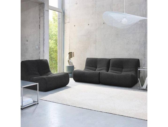 3er-Set modulare 1-Sitzer Sessel mit strukturiertem Bouclé-Bezug Schwarz - sweeek 3er-Set modulare 1-Sitzer Sessel mit strukturiertem Bouclé-Bezug Schwarz - sweeek von sweeek