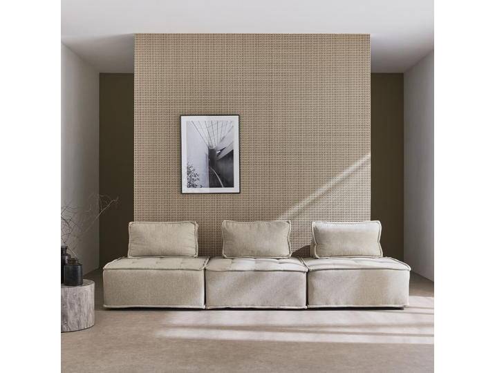 3er Set modulierbare Sessel ohne Armlehne, kapitoniert und mit Paspeln Beige - sweeek 3er Set modulierbare Sessel ohne Armlehne, kapitoniert und mit Paspeln Beige - sweeek von sweeek