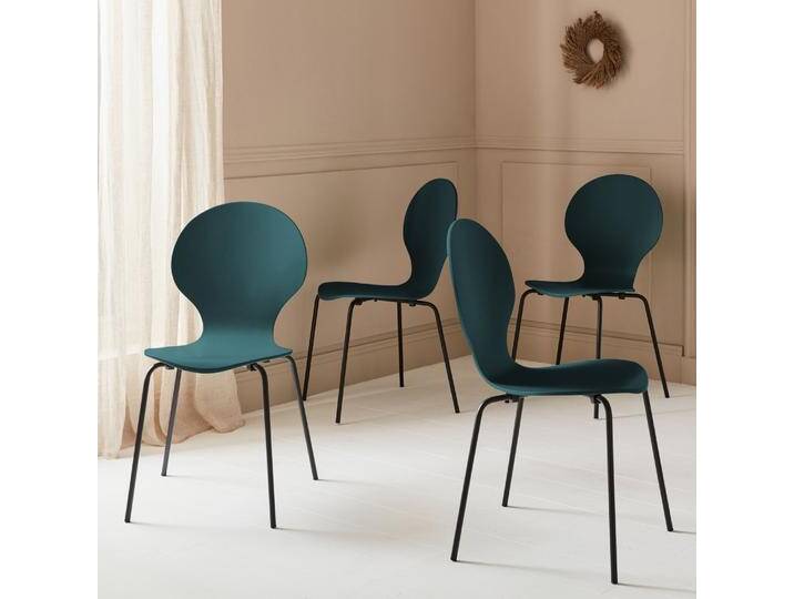 4er-Set Retro-Stühle, Holz und Sperrholz Blau - sweeek von sweeek