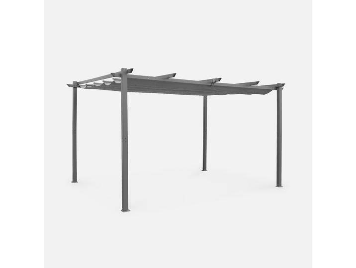 Aluminium Pergola - 3 x 4 m - Stoff Grau - Ideale Pergola für Ihre Terrasse, verschiebbarer Stoff, Aluminiumstruktur - Isla Aluminium Pergola - 3 x 4 m - Stoff Grau - Ideale Pergola für Ihre Terrasse, verschiebbarer Stoff, Aluminiumstruktur - Isla von sweeek