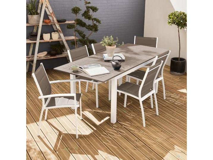 Ausziehtisch-Set - Chicago 150/210cm Weiß - sweeek Ausziehtisch-Set - Chicago 150/210cm Weiß - sweeek von sweeek
