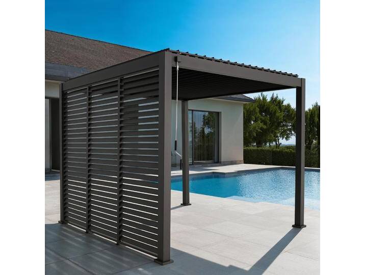 Bioklimatische Pergola Triomphe 3x3m V2 + 3 Lamellenwände 100 cm Anthrazit - sweeek Bioklimatische Pergola Triomphe 3x3m V2 + 3 Lamellenwände 100 cm Anthrazit - sweeek von sweeek