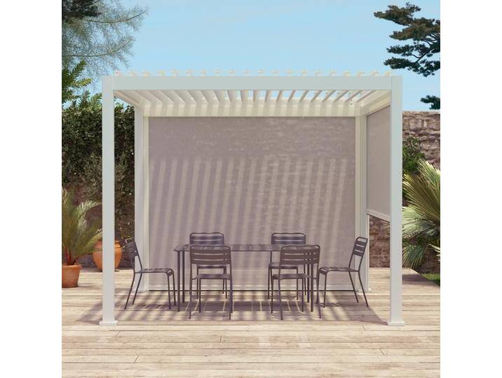 Bioklimatische Pergola Triomphe 3x3m V2 mit 2 Markisen 3 m Weiß - sweeek Bioklimatische Pergola Triomphe 3x3m V2 mit 2 Markisen 3 m Weiß - sweeek von sweeek