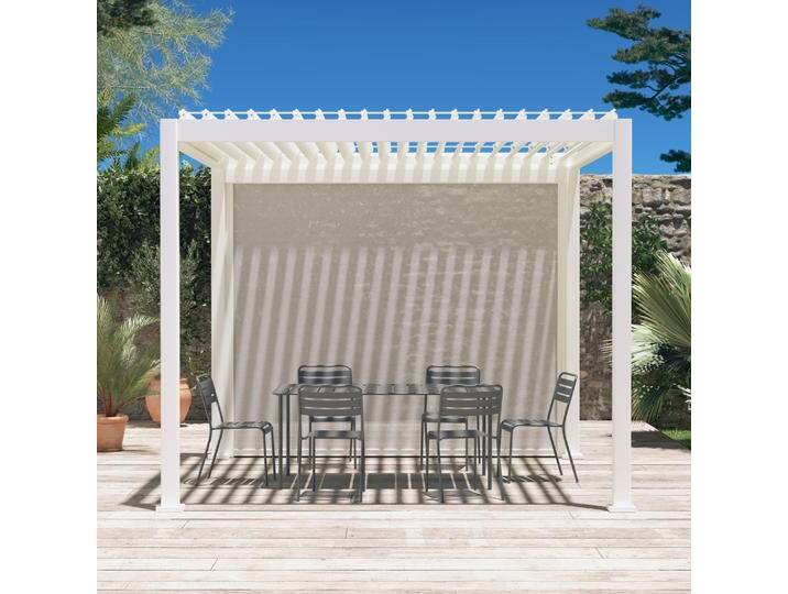 Bioklimatische Pergola Triomphe 3x3m V2 mit Markise 3 m Weiß - sweeek Bioklimatische Pergola Triomphe 3x3m V2 mit Markise 3 m Weiß - sweeek von sweeek