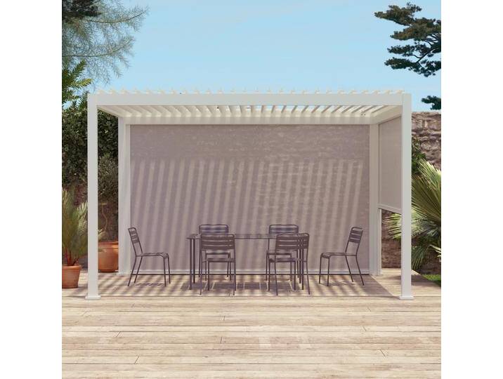 Bioklimatische Pergola Triomphe 3x4m + Markise 3 m + Markise 4 m Weiß - sweeek von sweeek