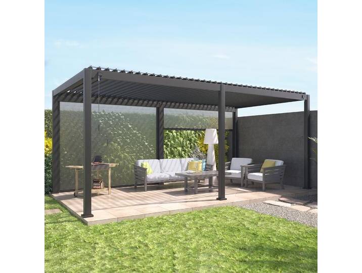 Bioklimatische Pergola Triomphe 3x6m mit 2 Markisen 3 m Anthrazit - sweeek Bioklimatische Pergola Triomphe 3x6m mit 2 Markisen 3 m Anthrazit - sweeek von sweeek