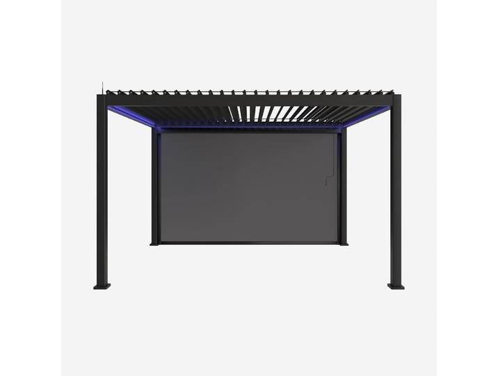 Bioklimatische motorisierte Pergola Triomphe 3x4m mit LED + Markise 4 m Anthrazit - sweeek von sweeek