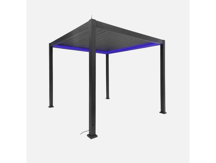 Bioklimatische motorisierte Pergola mit Lamellendach und LED-Beleuchtung anthrazit Triomphe 3x3m von sweeek